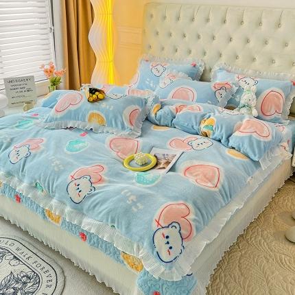 91家纺网 家纺一手货源 找家纺 （总）澳梵  2022新款韩版印花牛奶绒床盖三件套四件套