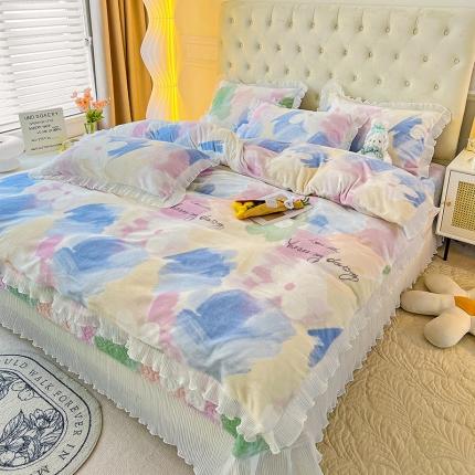 澳梵  2022新款牛奶绒印花床盖三件套四件套 幻境
