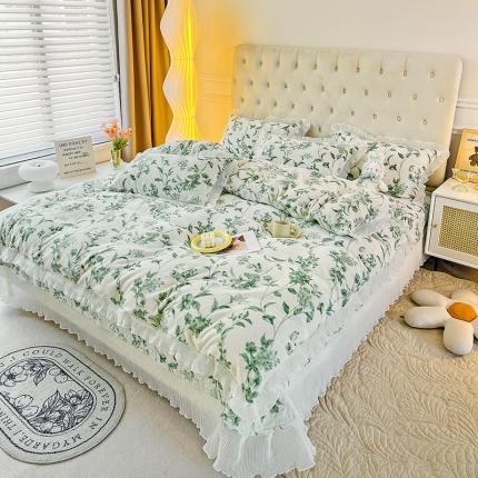 澳梵  2022新款牛奶绒印花床盖三件套四件套 绿野仙踪