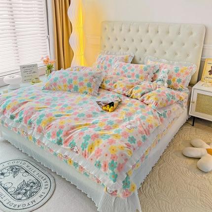 91家纺网 家纺一手货源 找家纺 澳梵  2022新款牛奶绒印花床盖三件套四件套 千与千寻