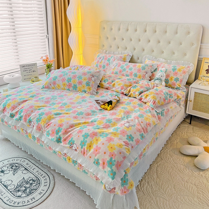 91家纺网 家纺一手货源 找家纺 澳梵  2022新款牛奶绒印花床盖三件套四件套 千与千寻