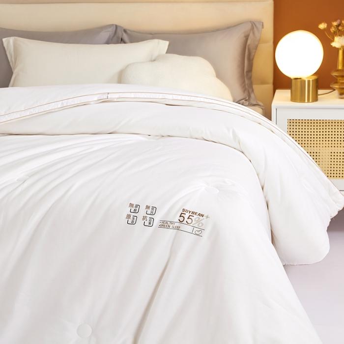 91家纺网 家纺一手货源 找家纺 (55%大豆）全棉大豆被春秋被纯棉大豆蛋白冬被拉链子母被芯 贵族大豆被白