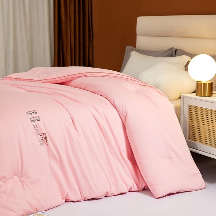 91家纺网 家纺一手货源 找家纺 (55%大豆）全棉大豆被春秋被纯棉大豆蛋白冬被拉链子母被芯 贵族大豆被粉色