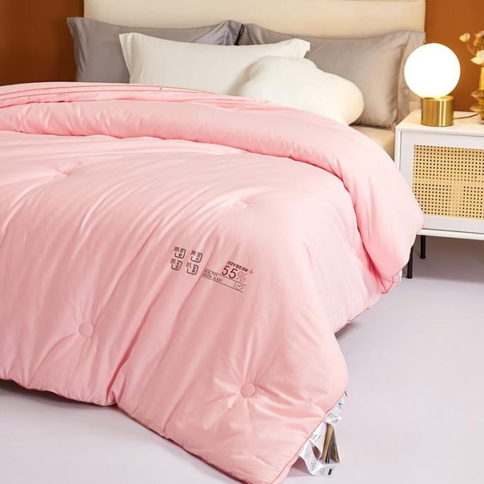 91家纺网 家纺一手货源 找家纺 (55%大豆）全棉大豆被春秋被纯棉大豆蛋白冬被拉链子母被芯 贵族大豆被 粉