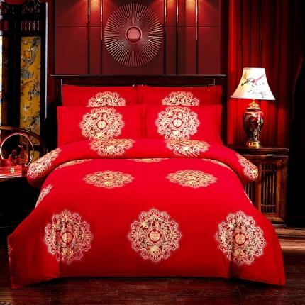 91家纺网 家纺一手货源 找家纺 （总）居美良品 2022新款全棉大红中式结婚婚庆四件套
