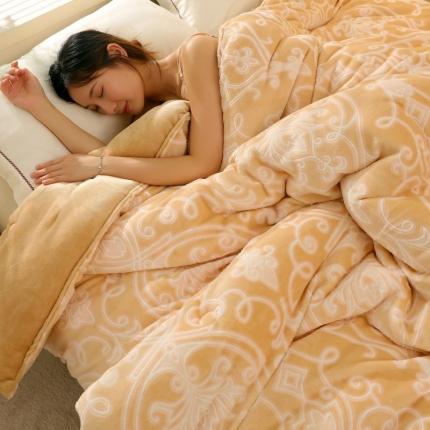 伊被源 2022新款炽热绒牛奶绒冬被 黄色