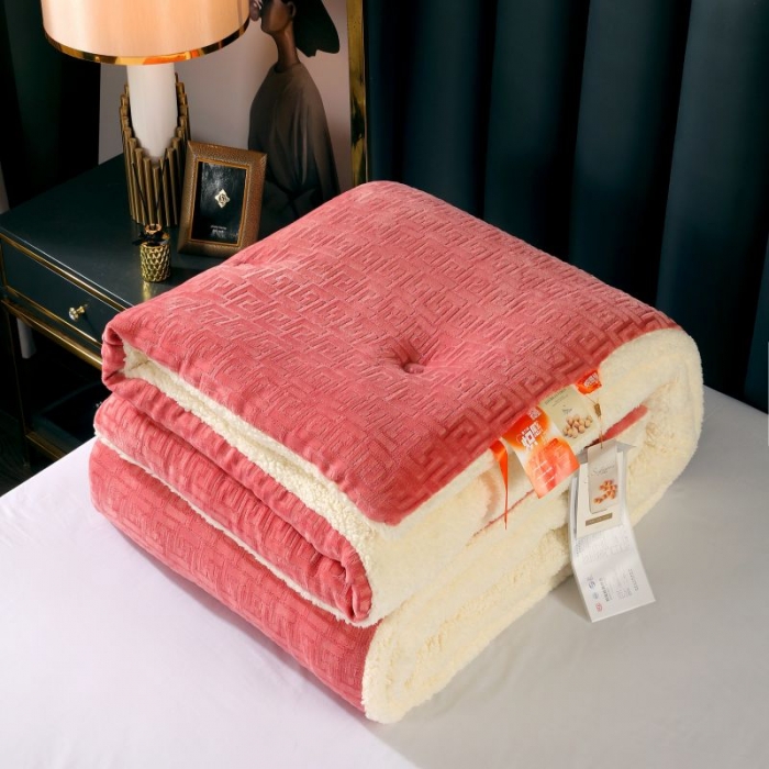 91家纺网 家纺一手货源 找家纺 伊被源 2022新款羊羔剪花绒冬被被子被芯 豆沙