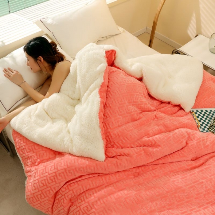 91家纺网 家纺一手货源 找家纺 伊被源 2022新款羊羔剪花绒冬被被子被芯 玉色