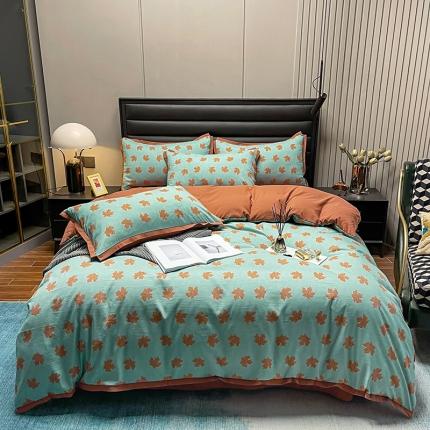 91家纺网 家纺一手货源 找家纺 (总) 赫梵茜 2022新款A类双层纱水洗棉四件套