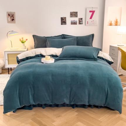 91家纺网 家纺一手货源 找家纺 （总）爱妮玖玖 2025新款牛奶绒纯色款花边床单四件套