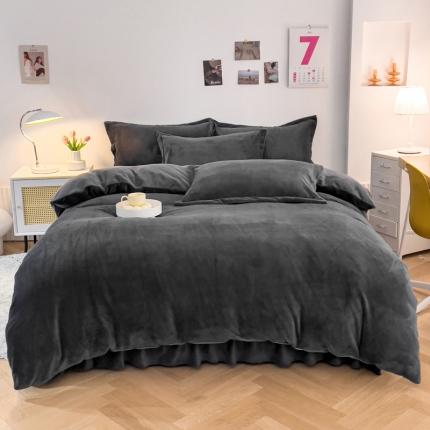 91家纺网 家纺一手货源 找家纺 （总）爱妮玖玖 2025新款牛奶绒纯色款花边床单四件套