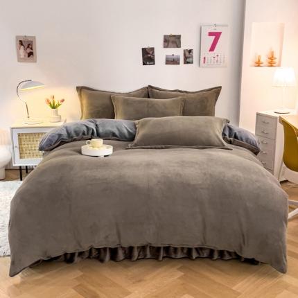 91家纺网 家纺一手货源 找家纺 （总）爱妮玖玖 2025新款牛奶绒纯色款花边床单四件套