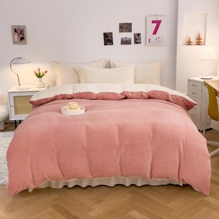 91家纺网 家纺一手货源 找家纺 （总）爱妮玖玖 2025新款牛奶绒纯色款花边床单四件套