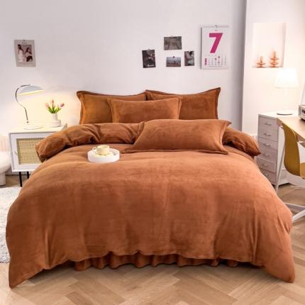 91家纺网 家纺一手货源 找家纺 （总）爱妮玖玖 2025新款牛奶绒纯色款花边床单四件套