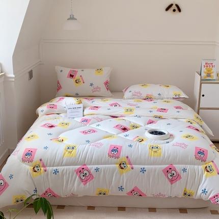 91家纺网 家纺一手货源 找家纺 星期八 海绵宝宝春秋被冬被系列 方块海绵宝宝