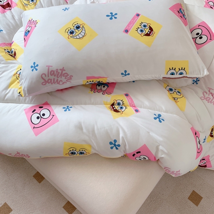 91家纺网 家纺一手货源 找家纺 星期八 海绵宝宝春秋被冬被系列 方块海绵宝宝