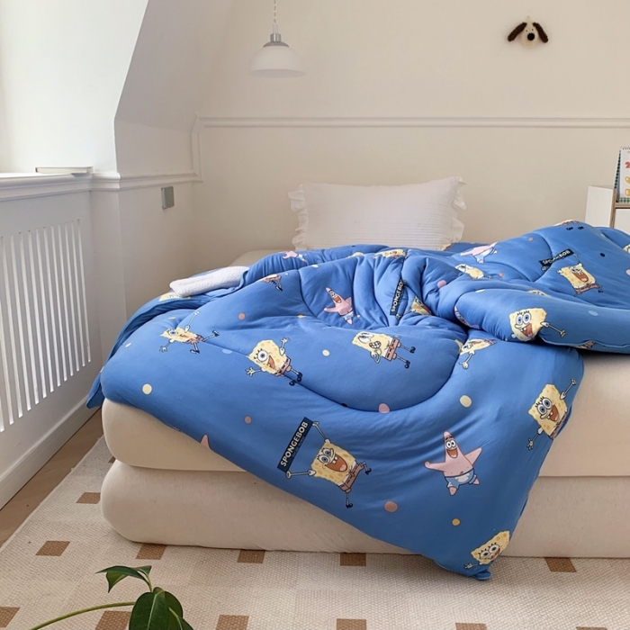 91家纺网 家纺一手货源 找家纺 星期八 海绵宝宝春秋被冬被系列 海绵宝宝蓝