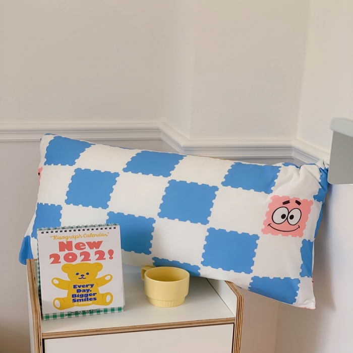 91家纺网 家纺一手货源 找家纺 星期八 海绵宝宝春秋被冬被系列 棋盘格海绵宝宝