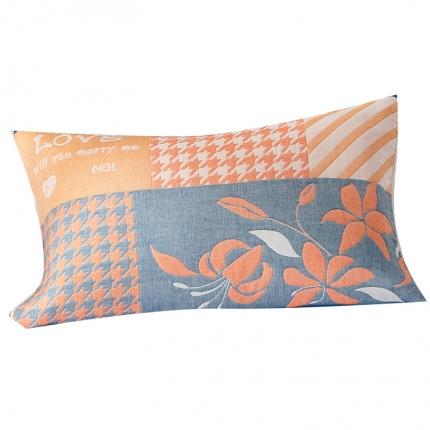 91家纺网 家纺一手货源 找家纺 朴尔2022新款全棉四层纱布休闲系列枕巾57*79一对装 千鸟爱情-黄