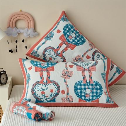 91家纺网 家纺一手货源 找家纺 （总）朴尔 2022新款全棉多彩六层纱布枕巾52*78一对装