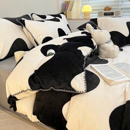 （总）安哆啦 新款贝壳边工艺牛奶绒珊瑚绒四件套单被套