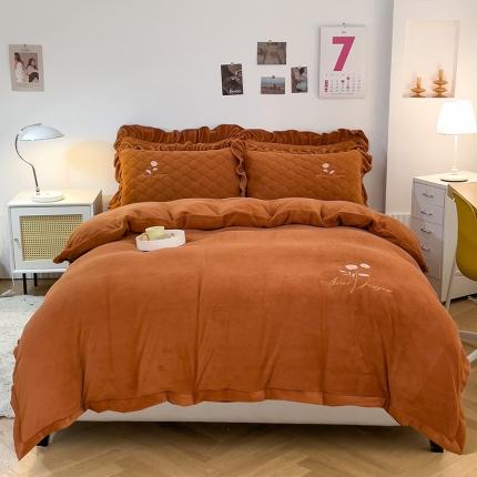 91家纺网 家纺一手货源 找家纺 （总）爱妮玖玖 2025新款牛奶绒纯色款夹棉床笠四件套