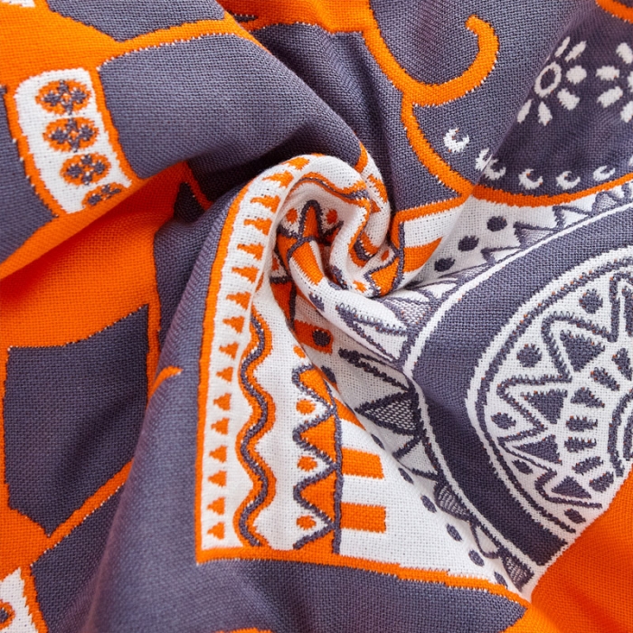 91家纺网 家纺一手货源 找家纺 朴尔 2022新款全棉多彩六层纱布枕巾52*78一对装 皇室御象-桔