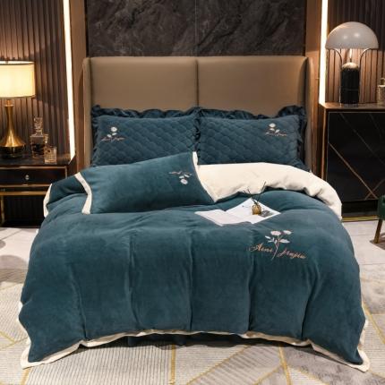 91家纺网 家纺一手货源 找家纺 （总）爱妮玖玖 2025新款牛奶绒纯色款夹棉床笠四件套