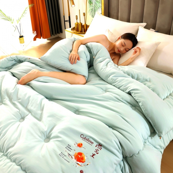 91家纺网 家纺一手货源 找家纺 伊被源 2022新款亲肤抗菌纤维舒适冬被被子被芯-燕窝里 水绿