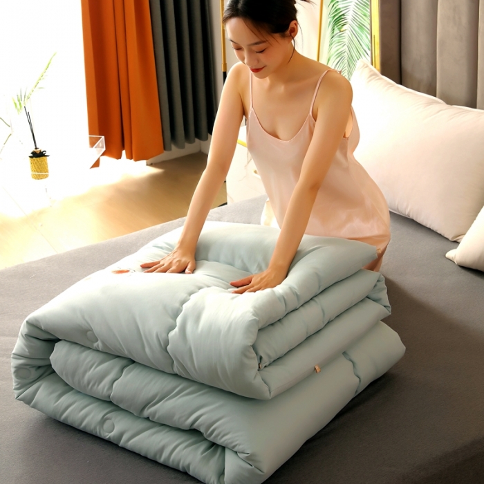 91家纺网 家纺一手货源 找家纺 伊被源 2022新款亲肤抗菌纤维舒适冬被被子被芯-燕窝里 水绿