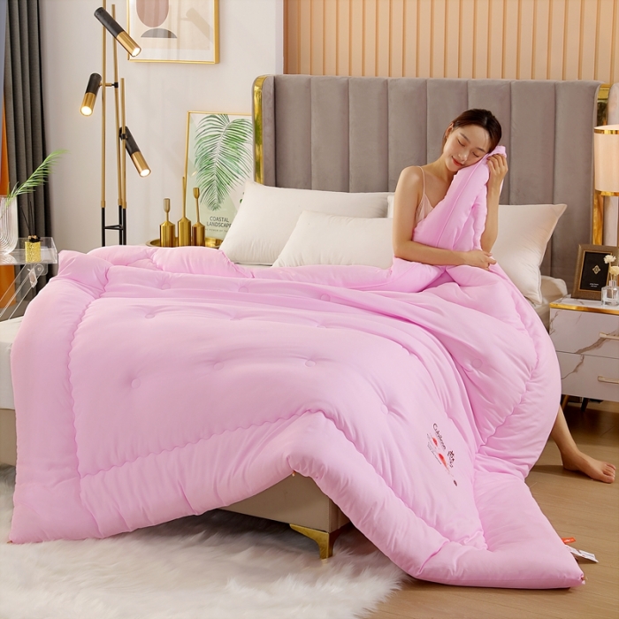 91家纺网 家纺一手货源 找家纺 伊被源 2022新款亲肤抗菌纤维舒适冬被被子被芯-燕窝里 粉色