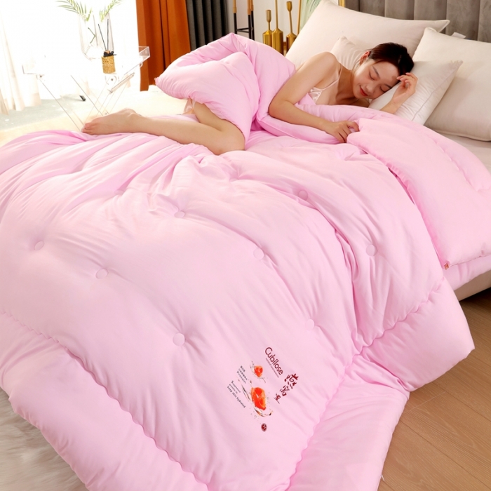 91家纺网 家纺一手货源 找家纺 伊被源 2022新款亲肤抗菌纤维舒适冬被被子被芯-燕窝里 粉色