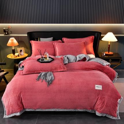 91家纺网 家纺一手货源 找家纺 （总）小牛席业 2022新款菠萝牛奶绒四件套