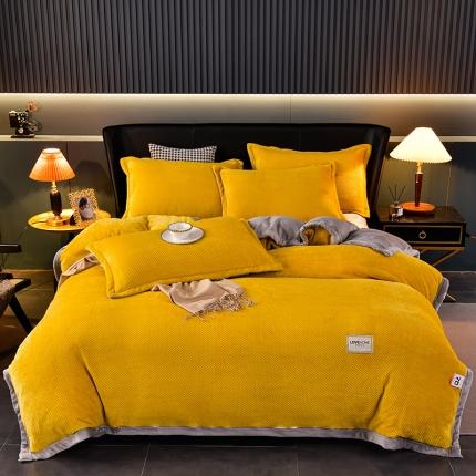 91家纺网 家纺一手货源 找家纺 （总）小牛席业 2022新款菠萝牛奶绒四件套