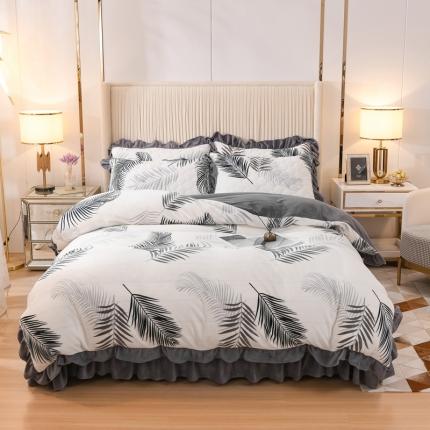 91家纺网 家纺一手货源 找家纺 （总）爱妮玖玖 2025新款牛奶绒印花款夹棉床盖四件套