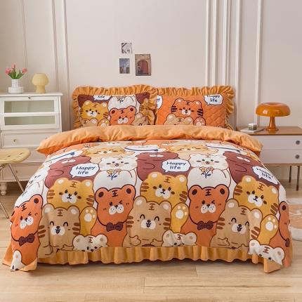 91家纺网 家纺一手货源 找家纺 （总）爱妮玖玖 2025新款牛奶绒印花款夹棉床盖四件套