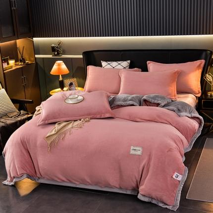 91家纺网 家纺一手货源 找家纺 小牛席业 2022新款色织牛奶绒四件套 色织牛奶绒（豆沙）