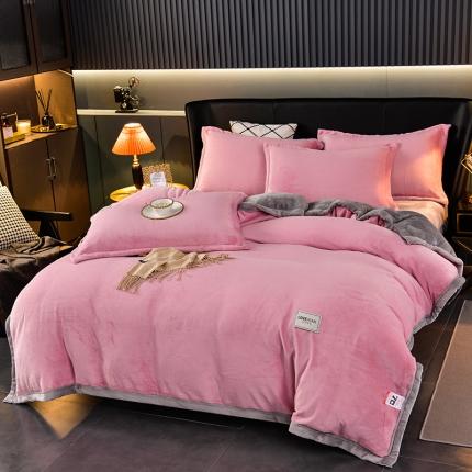 91家纺网 家纺一手货源 找家纺 小牛席业 2022新款色织牛奶绒四件套 色织牛奶绒（粉色）