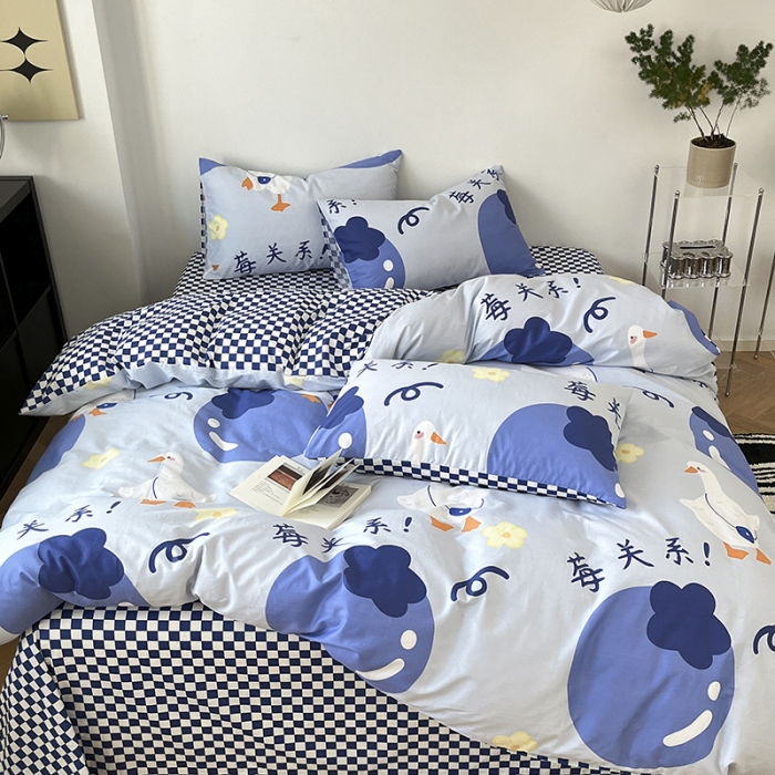 91家纺网 家纺一手货源 找家纺 雅居纺家纺 2022新款13070全棉印花四件套 莓关系