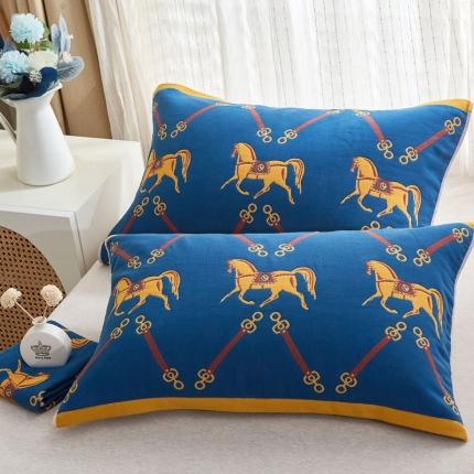 91家纺网 家纺一手货源 找家纺 （总）朴尔家纺 全棉多彩四层纱布枕巾 52*78cm一对装