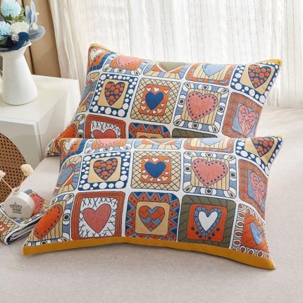 91家纺网 家纺一手货源 找家纺 （总）朴尔家纺 全棉多彩四层纱布枕巾 52*78cm一对装