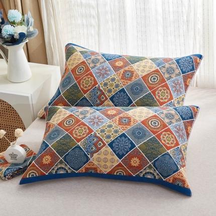 91家纺网 家纺一手货源 找家纺 （总）朴尔家纺 全棉多彩四层纱布枕巾 52*78cm一对装