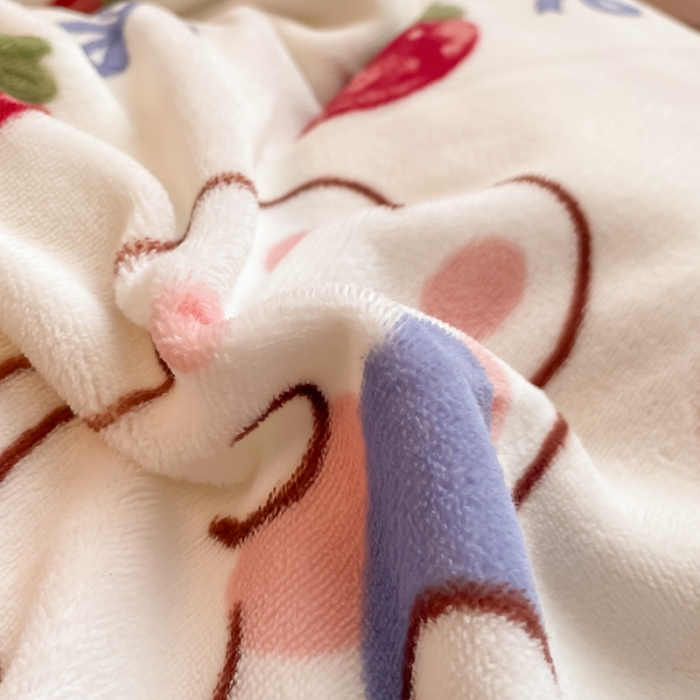 91家纺网 家纺一手货源 找家纺 HL原创 2022新款牛奶绒印花基础款 草莓熊