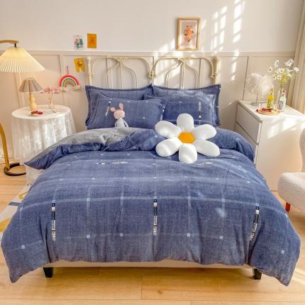 91家纺网 家纺一手货源 找家纺 （总）爱妮玖玖 2025新款牛奶绒印花款简款床单四件套