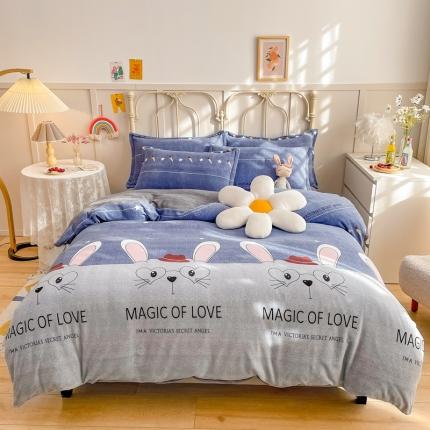 91家纺网 家纺一手货源 找家纺 （总）爱妮玖玖 2025新款牛奶绒印花款简款床单四件套