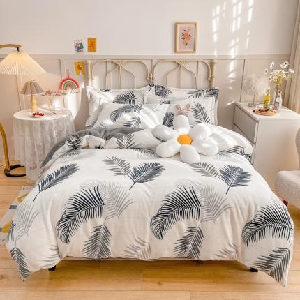 91家纺网 家纺一手货源 找家纺 （总）爱妮玖玖 2025新款牛奶绒印花款简款床单四件套