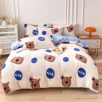 91家纺网 家纺一手货源 找家纺 （总）爱妮玖玖 2025新款牛奶绒印花款简款床单四件套