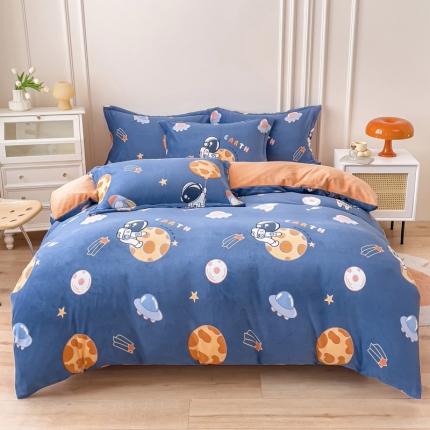 91家纺网 家纺一手货源 找家纺 （总）爱妮玖玖 2025新款牛奶绒印花款简款床单四件套