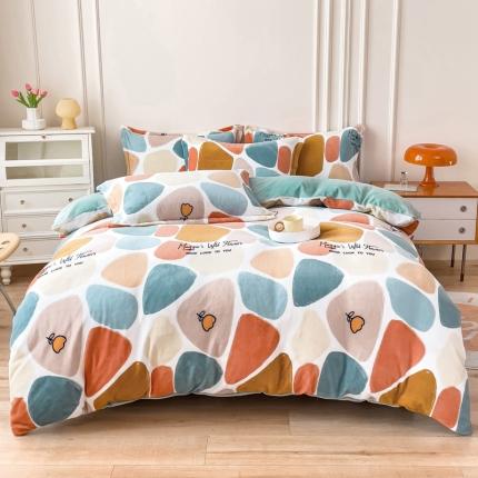 91家纺网 家纺一手货源 找家纺 （总）爱妮玖玖 2025新款牛奶绒印花款简款床单四件套