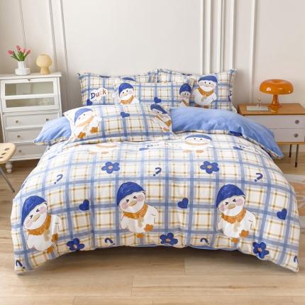 91家纺网 家纺一手货源 找家纺 （总）爱妮玖玖 2025新款牛奶绒印花款简款床单四件套